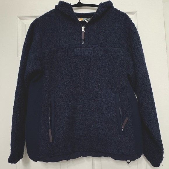 Kith Mens Bonded Sherpa Quarter Zip Hoodie Navy